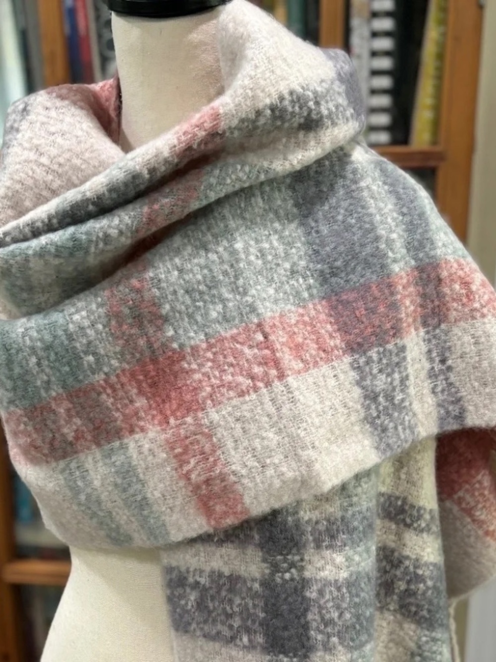 NWT Anthropologie Delaney Plaid Fringed Scarf